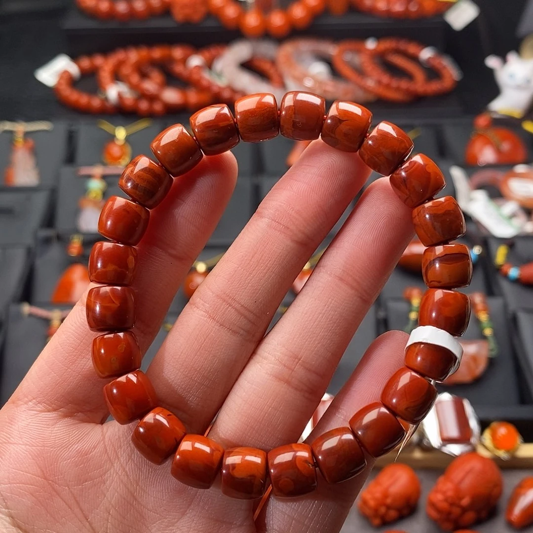 南红玛瑙未镶嵌四川凉山火焰纹直切手串8.6mm