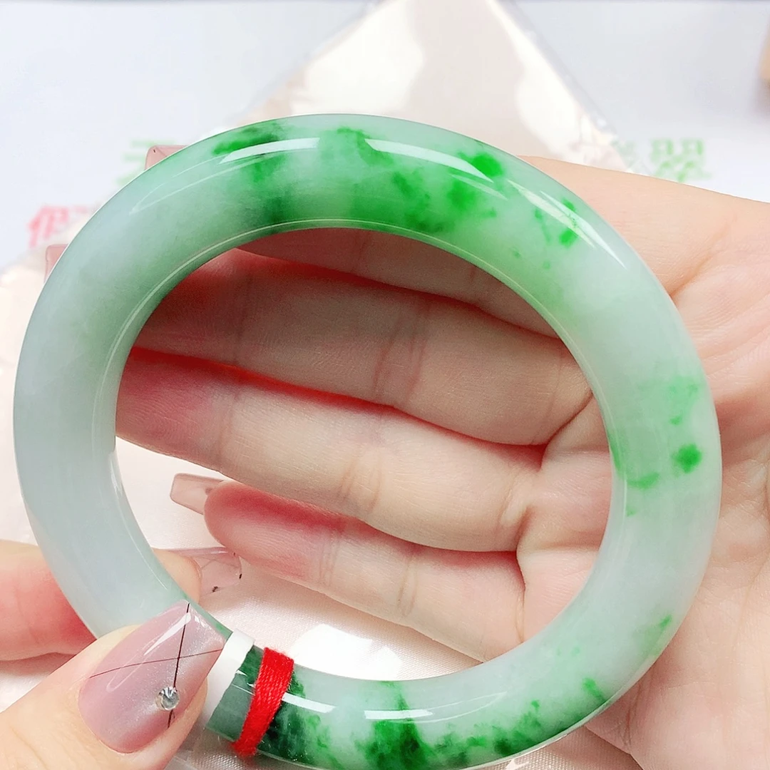 翡翠未镶嵌手镯天然缅甸翡翠A货113 胖圆62圈口