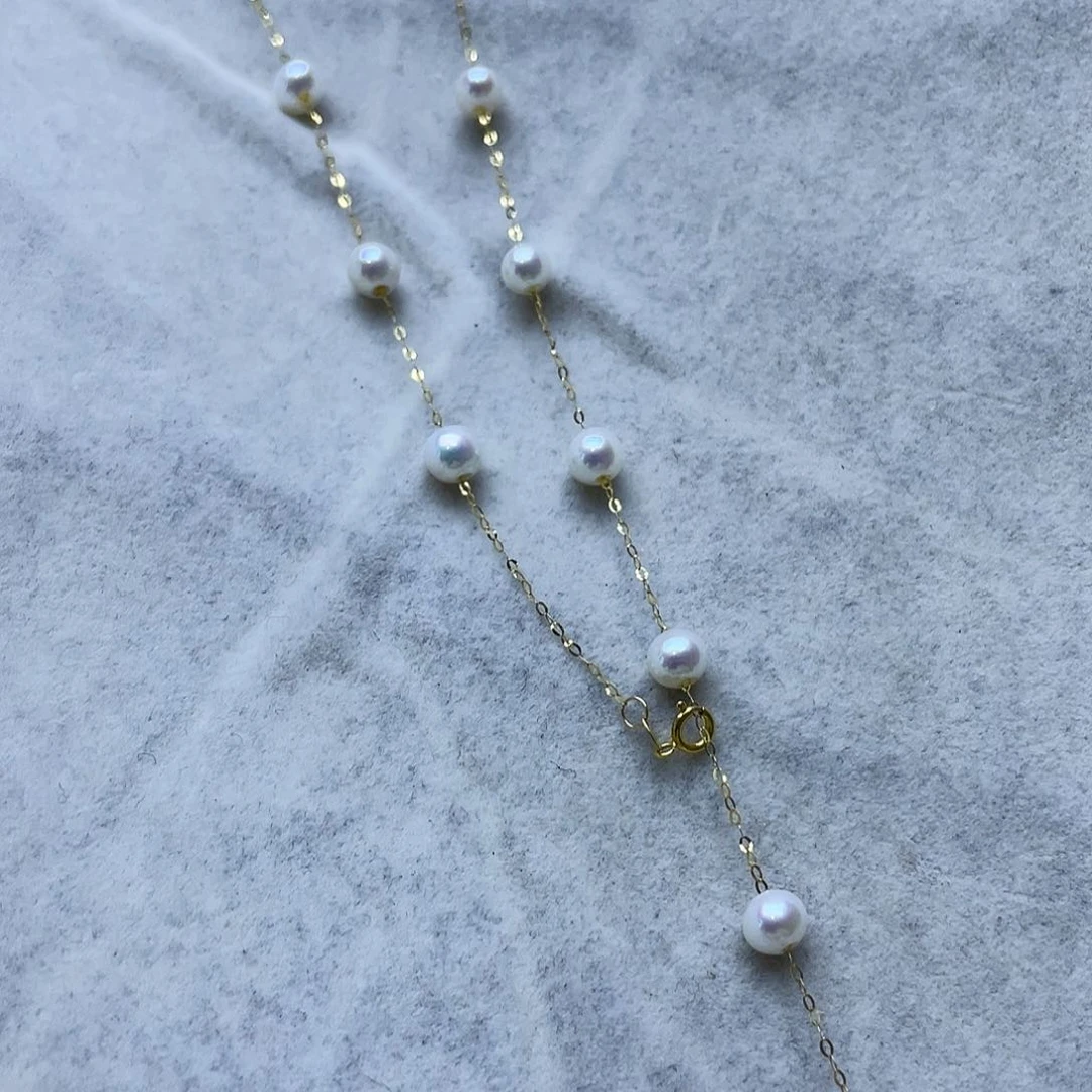 淡水珍珠18K金镶嵌颈饰