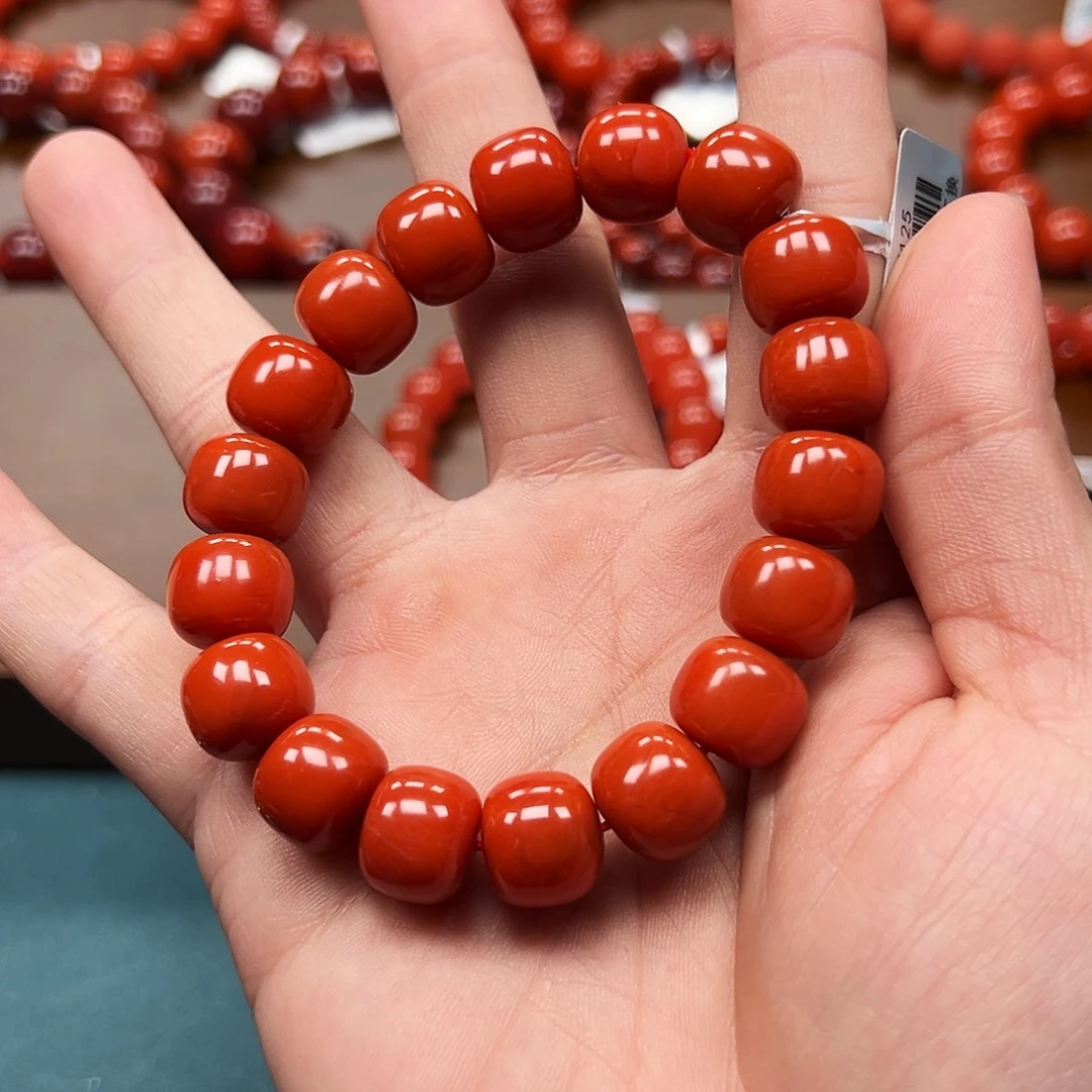 南红玛瑙未镶嵌手串保山料满色满肉12m老型