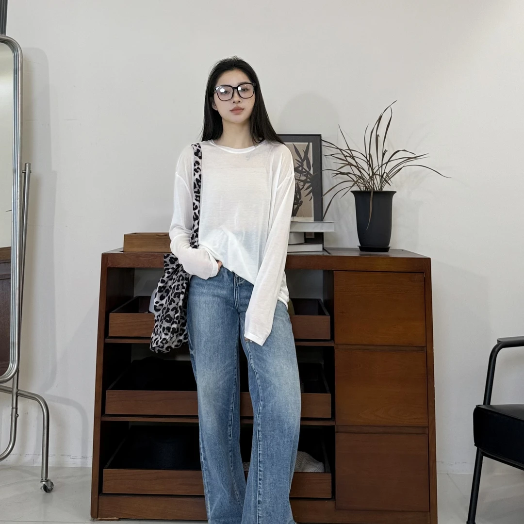 euri莱赛尔•桑蚕丝｜简约时尚宽松超轻柔肤感圆领T恤-MY5718