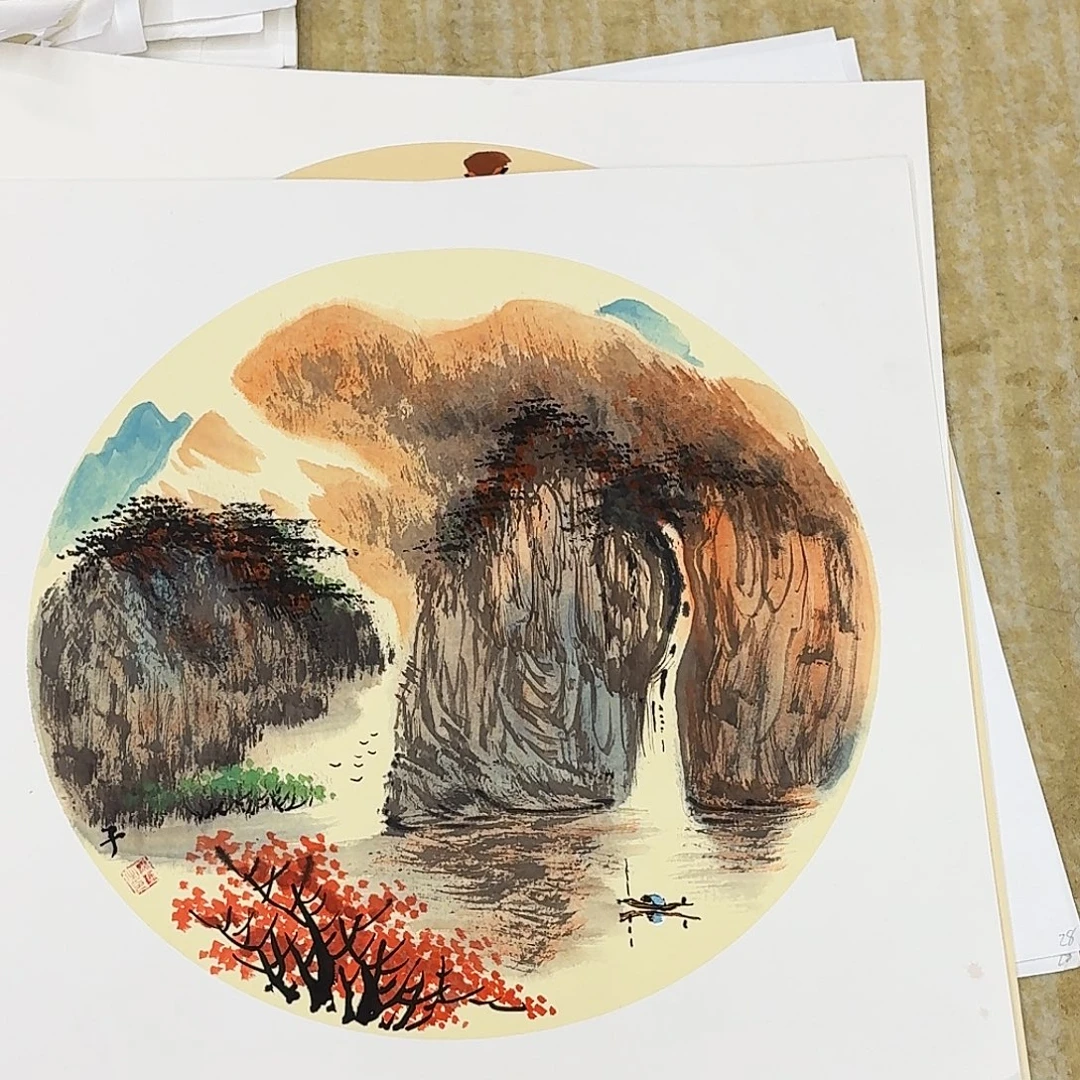 国画50.50手绘卡纸画