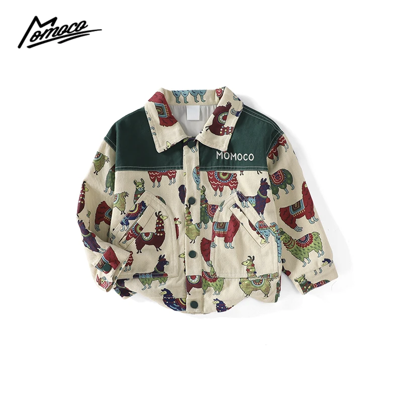 MOMOCO秋季男童新款卡通羊驼时尚拼接印花外套75330107005