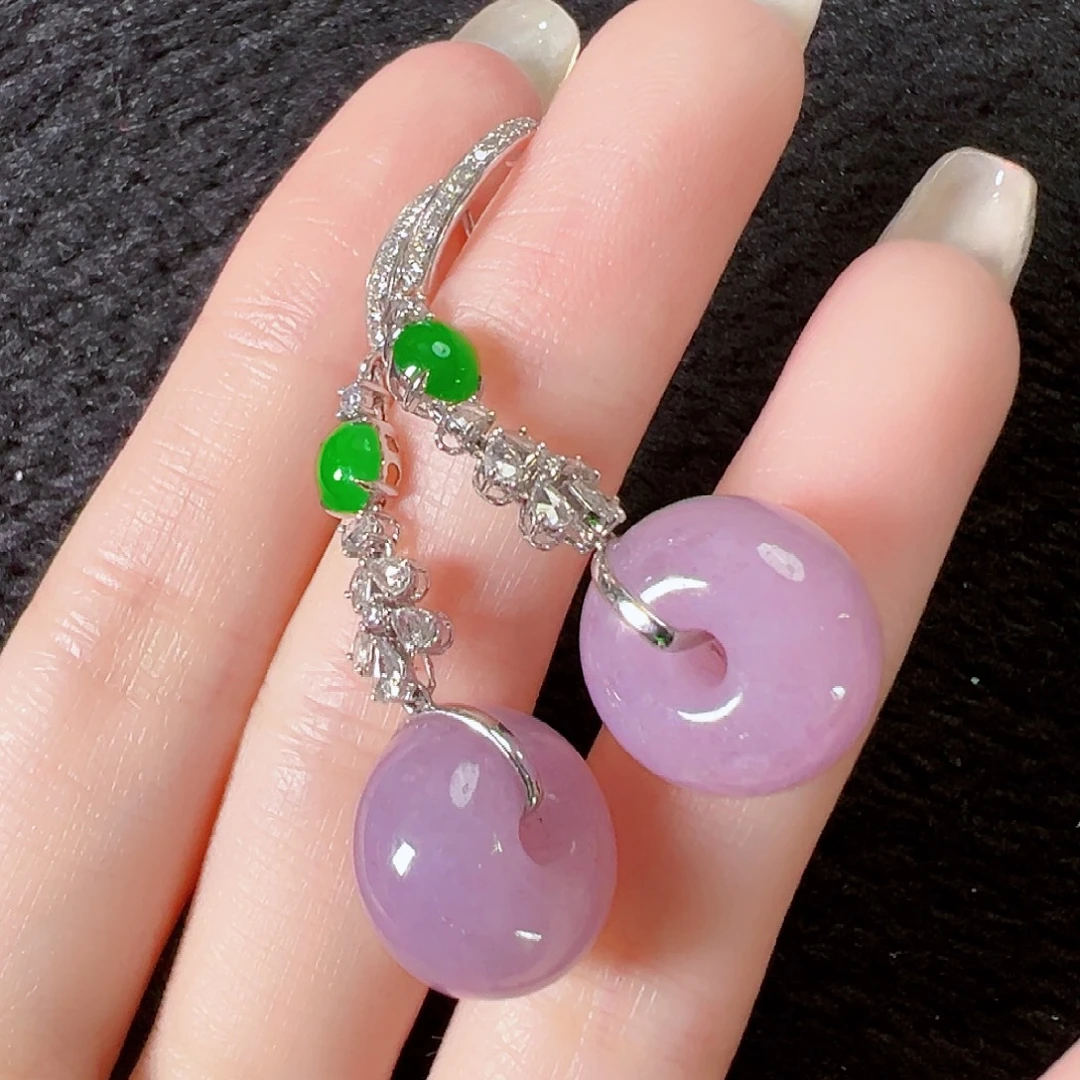 翡翠18K金镶嵌耳饰签收后24小时鉴赏期