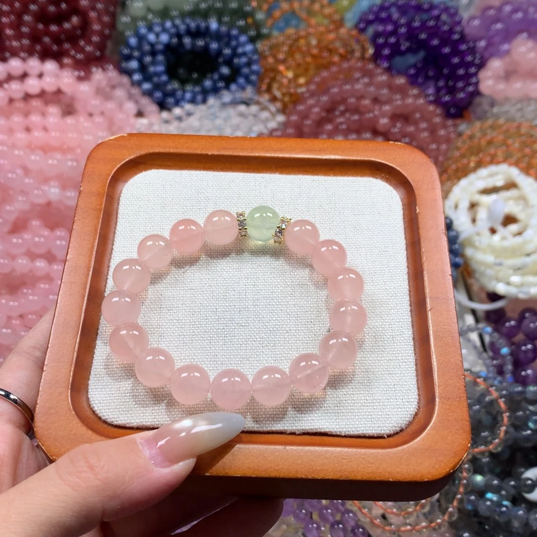 水晶手链未镶嵌高品西柚粉卡10.5+设计款