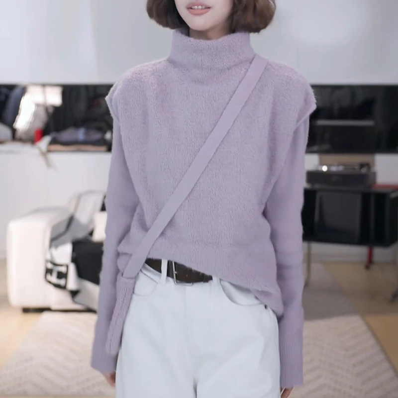 半高领马甲针织背心女秋冬毛衣内搭2025年新款韩系上衣背包一整套