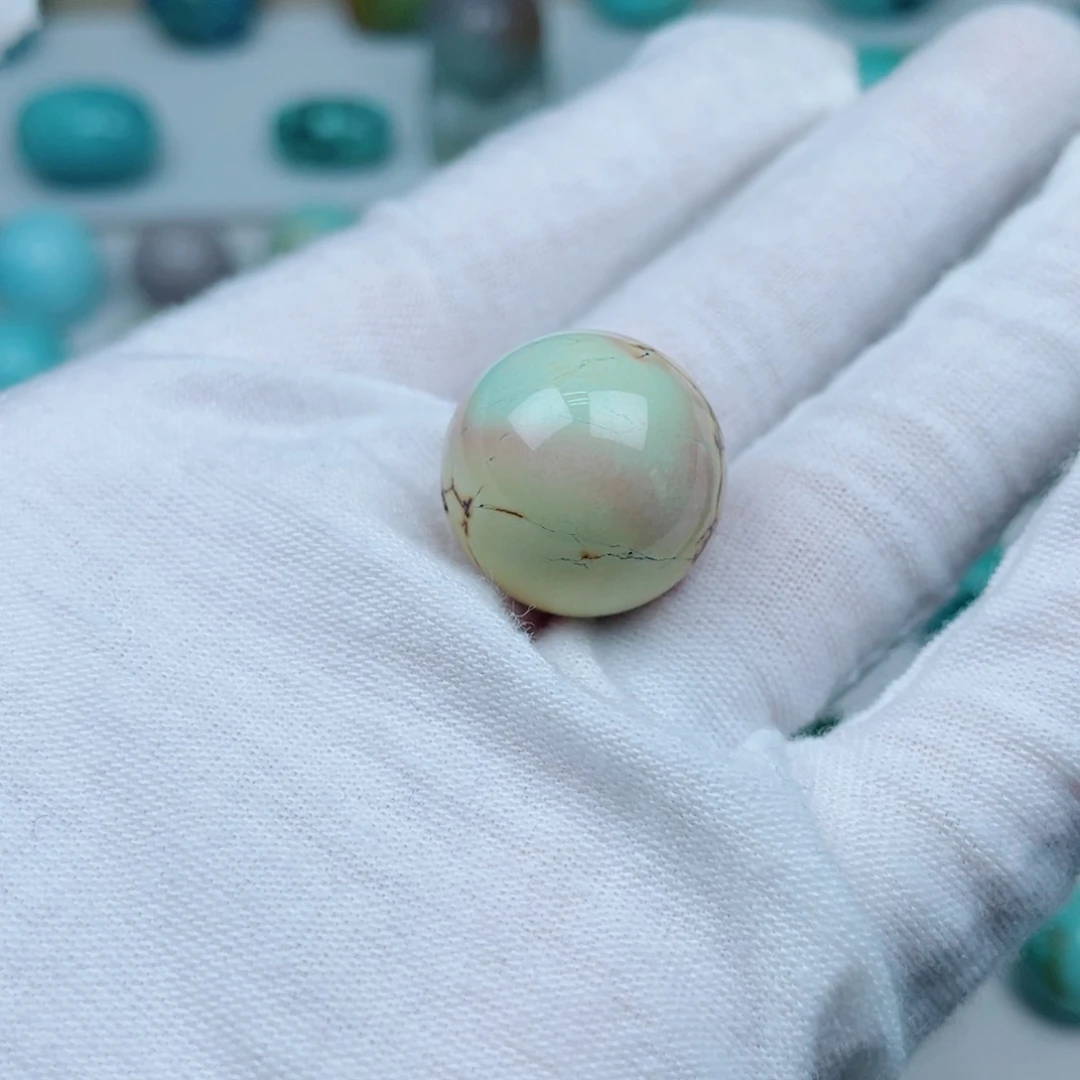 绿松石未镶嵌高瓷特色圆珠