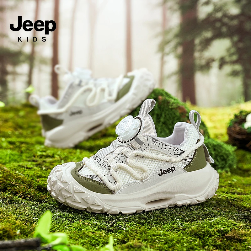 Jeep儿童鞋男童跑步鞋6-12岁中大童双网运动鞋2025春季新款儿童鞋