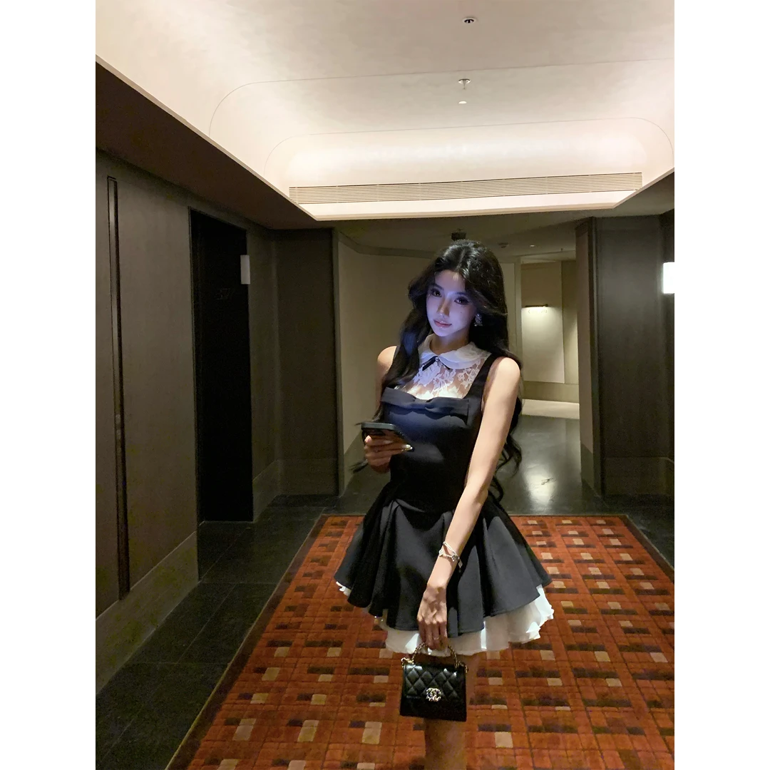 Barb Chill【曼哈顿夜】 蝴蝶结撞色吊带连衣裙气质千金公主裙