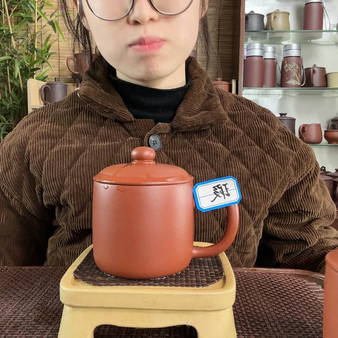 紫砂茶杯原矿朱泥小墩墩办公杯小气泡300CC左右