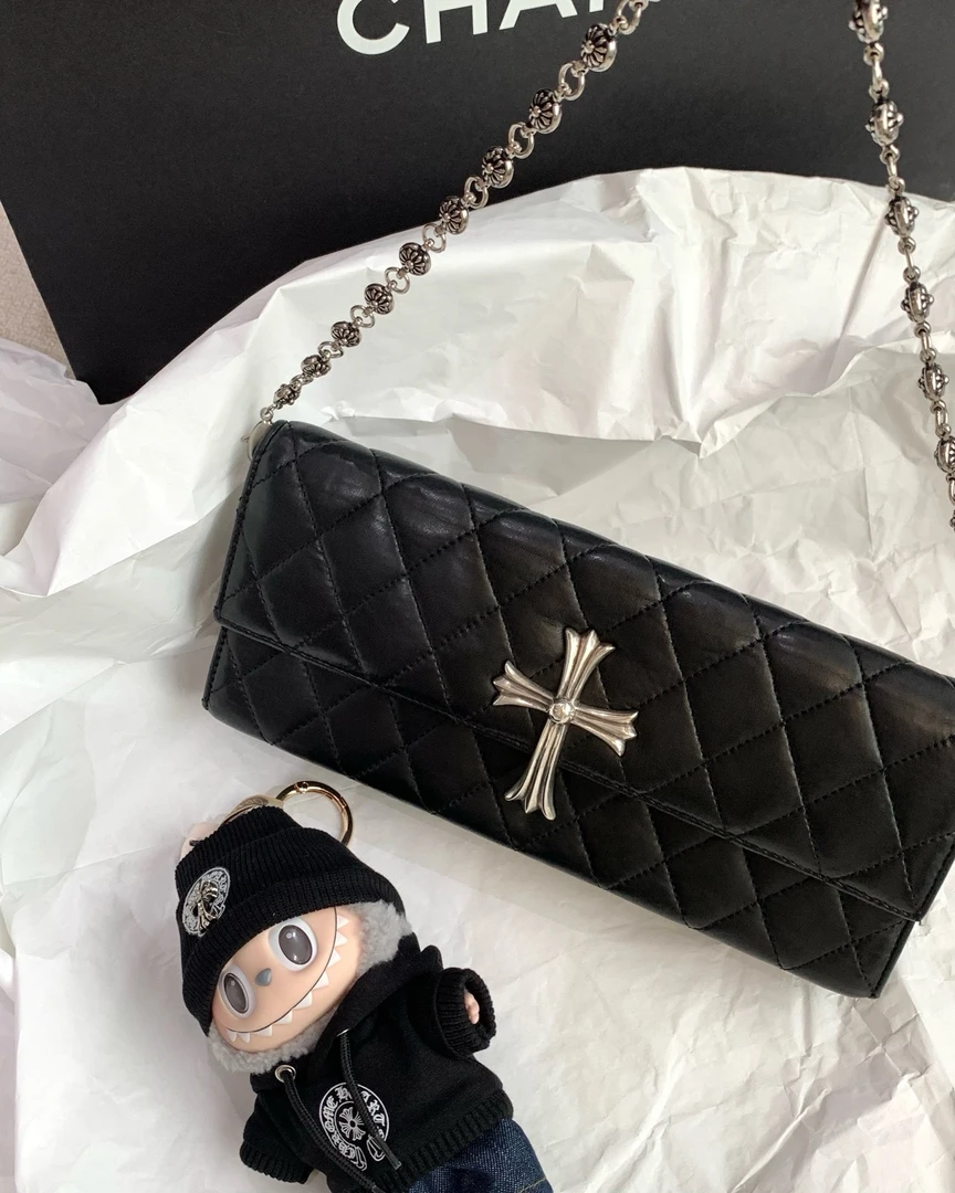 95新 Chrome Hearts/克罗心 黑银大十字架晚宴包 26cm 16825504