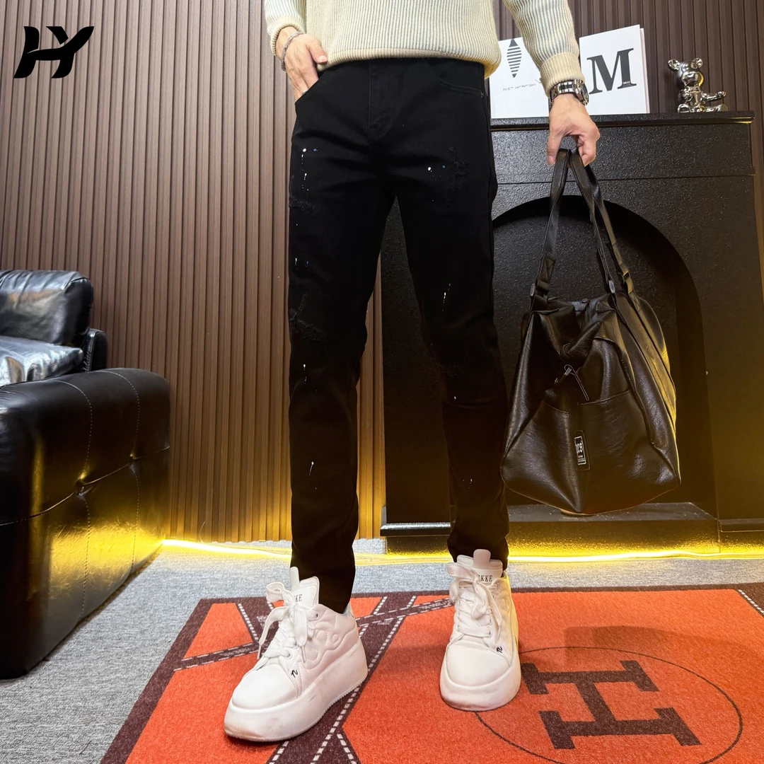 秋季修身小脚裤牛仔裤男轻奢时尚百搭男士休闲裤复古男士牛仔裤