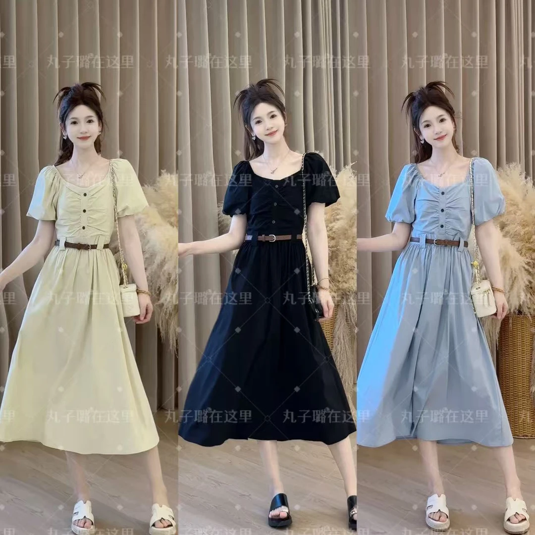 【柔可茶歇】丸子璐夏季新款时尚休闲 法式气质连衣裙A254171