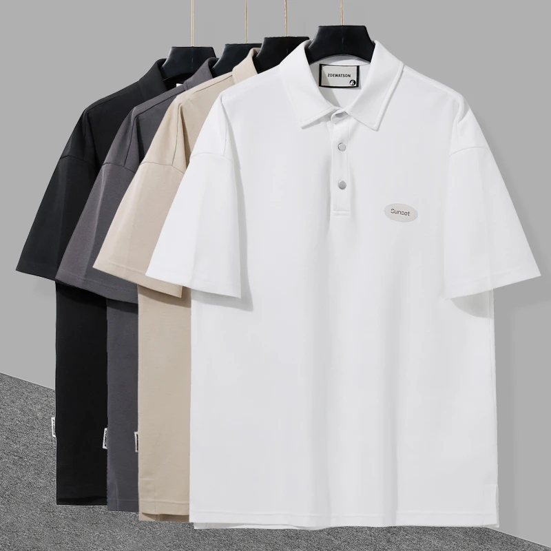 滴滴小新-简约休闲短袖纯色polo衫男夏季新品宽松情侣潮牌6751