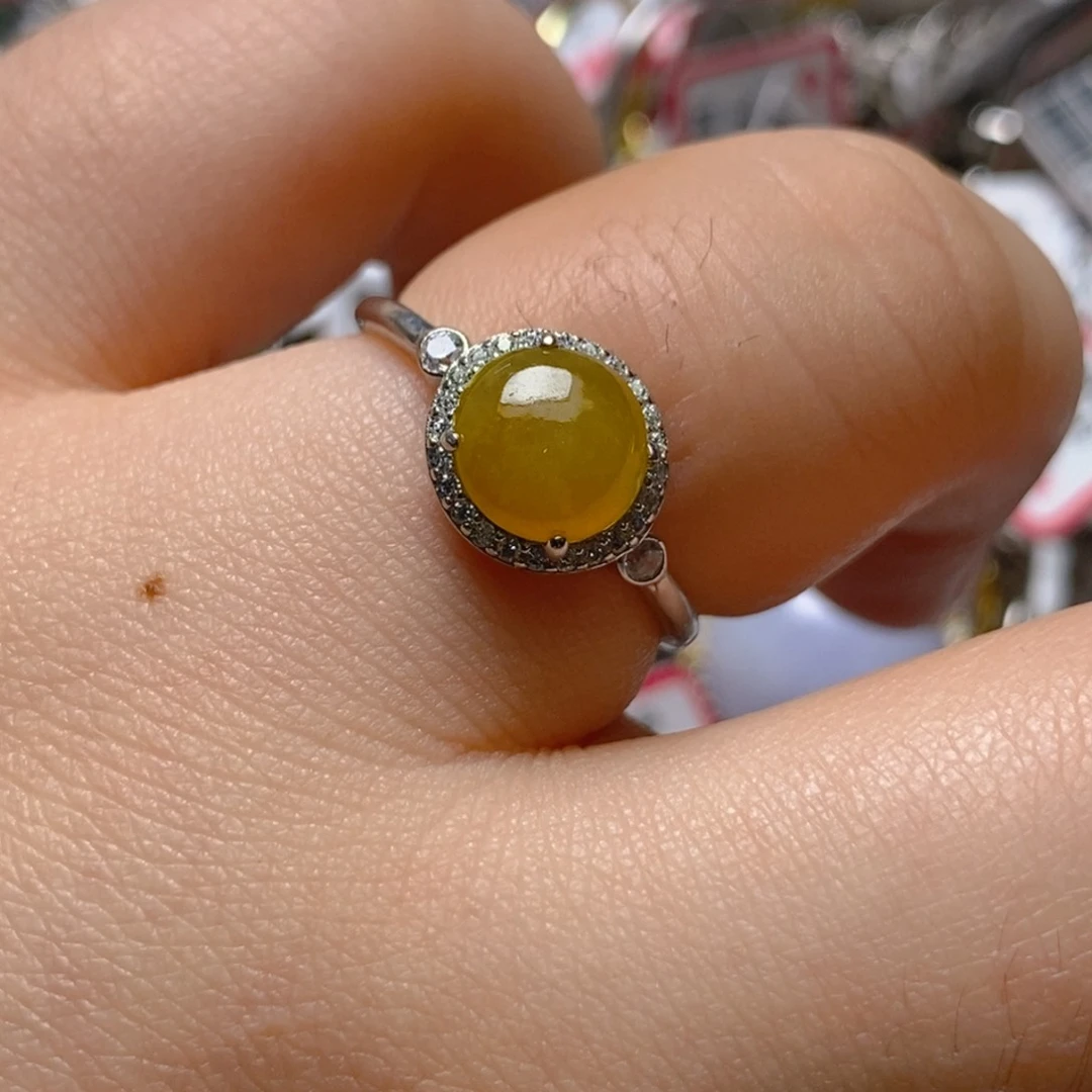 银S925镶嵌戒指翡翠百内无证书