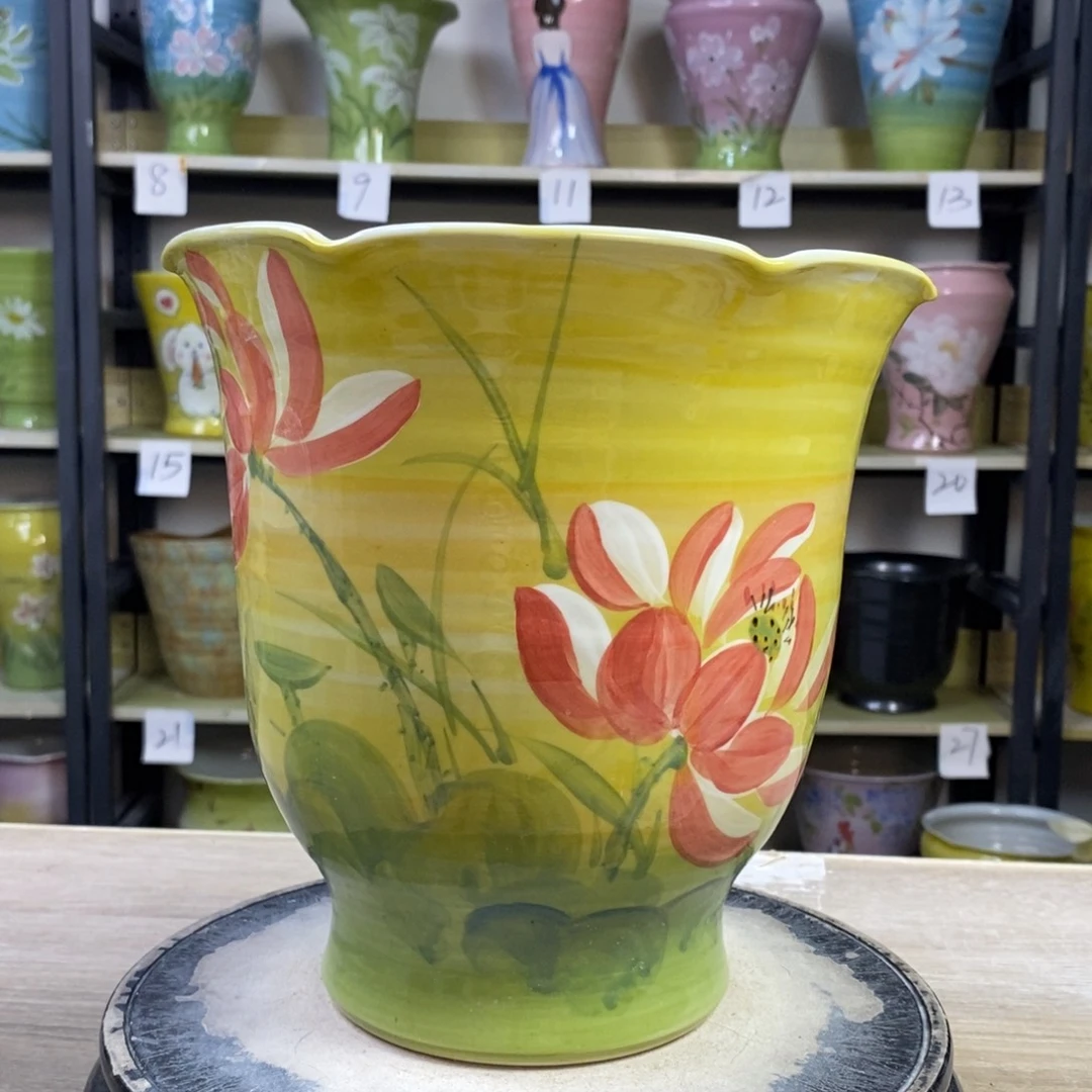 景德镇手工手绘陶瓷花盆