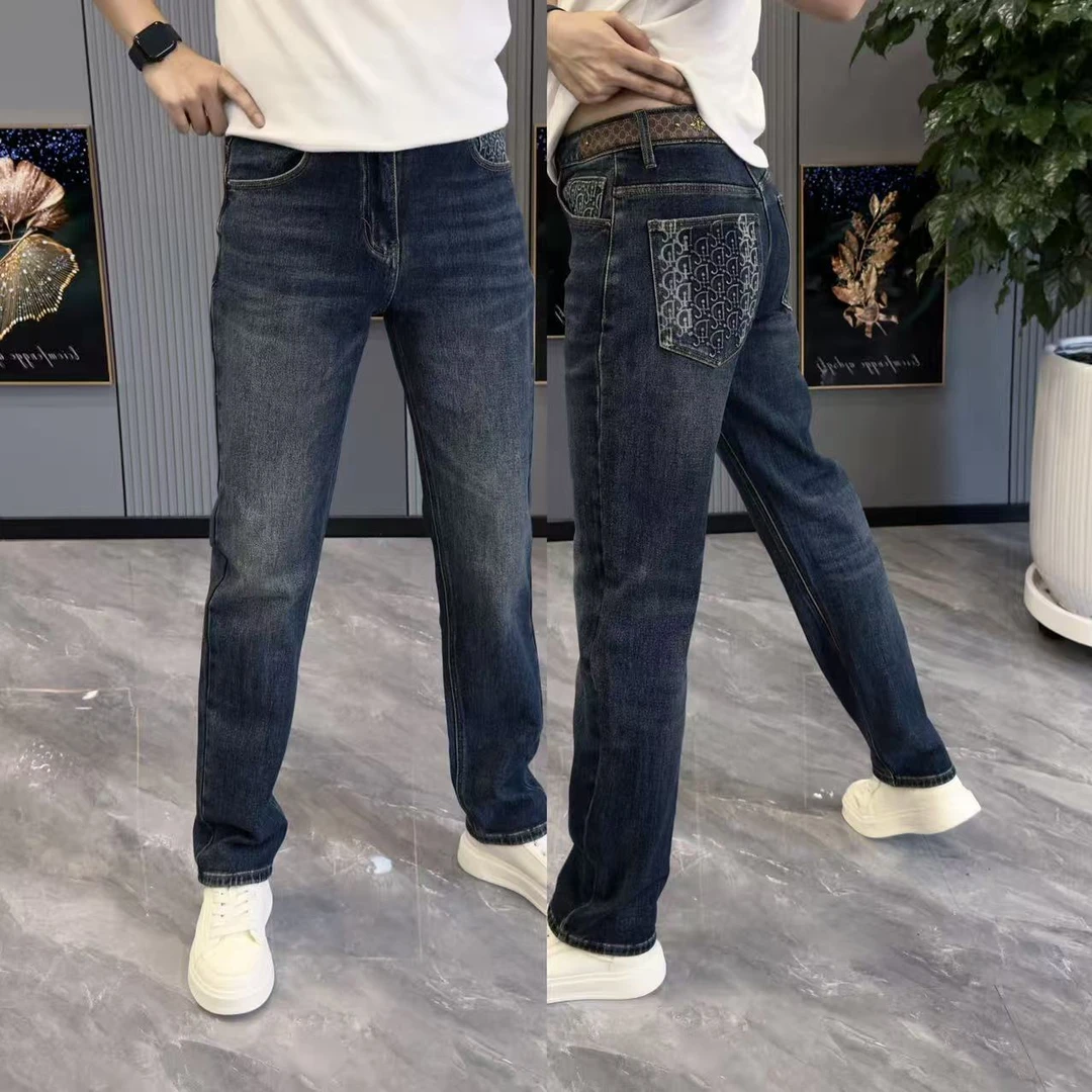 牛仔裤男2025秋季新款裤子男时尚百搭直筒裤个性腰部拼接长裤男款