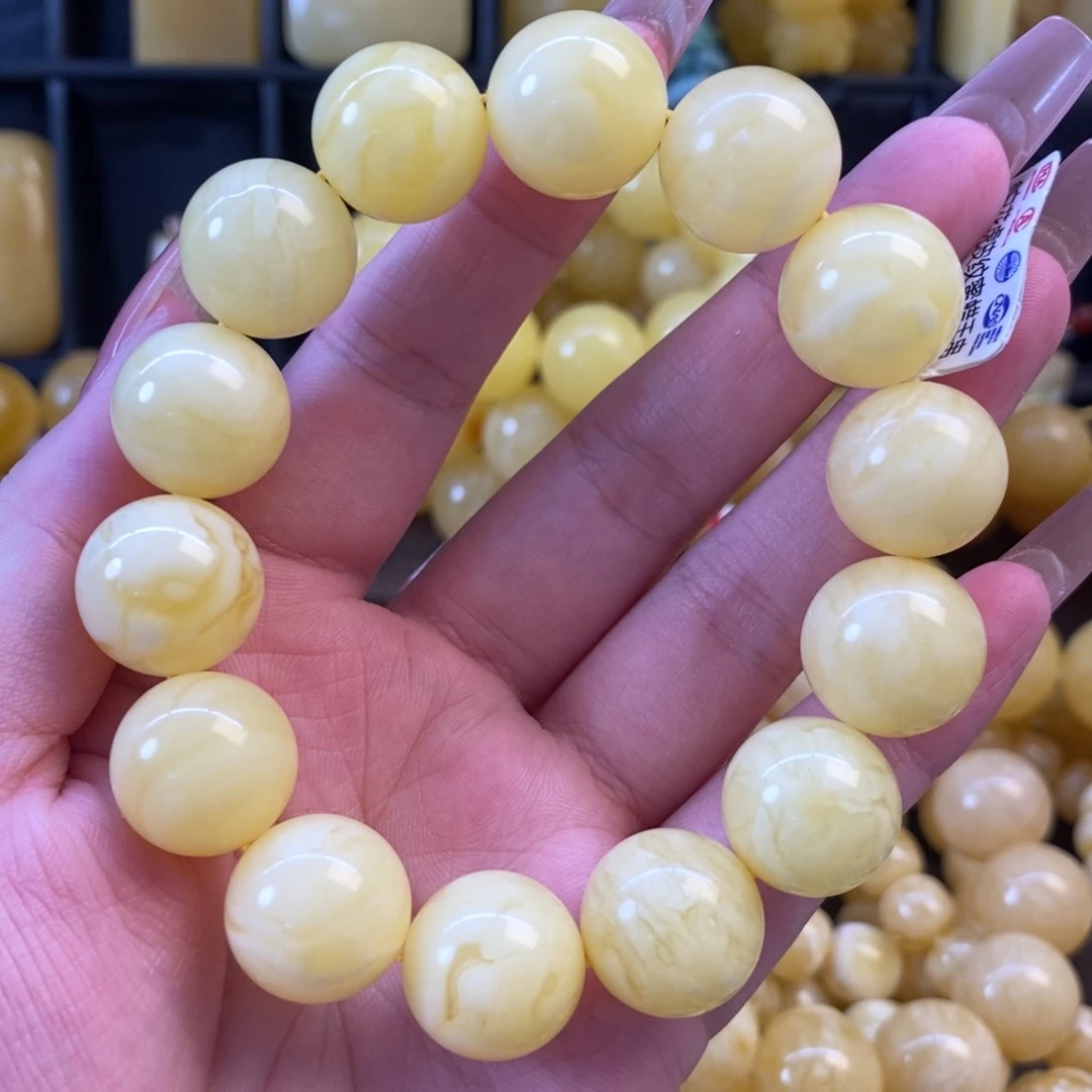 未镶嵌琥珀裸石满蜡白花虎皮16