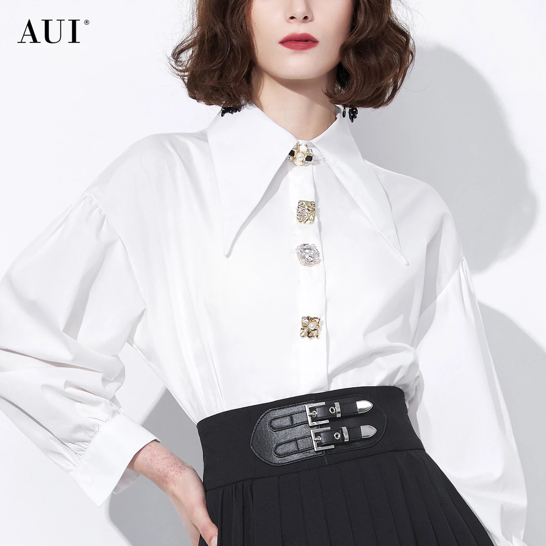 【诗语专属】AUI御姐气质POLO衬衫小众修身长袖衬衣-23W052790