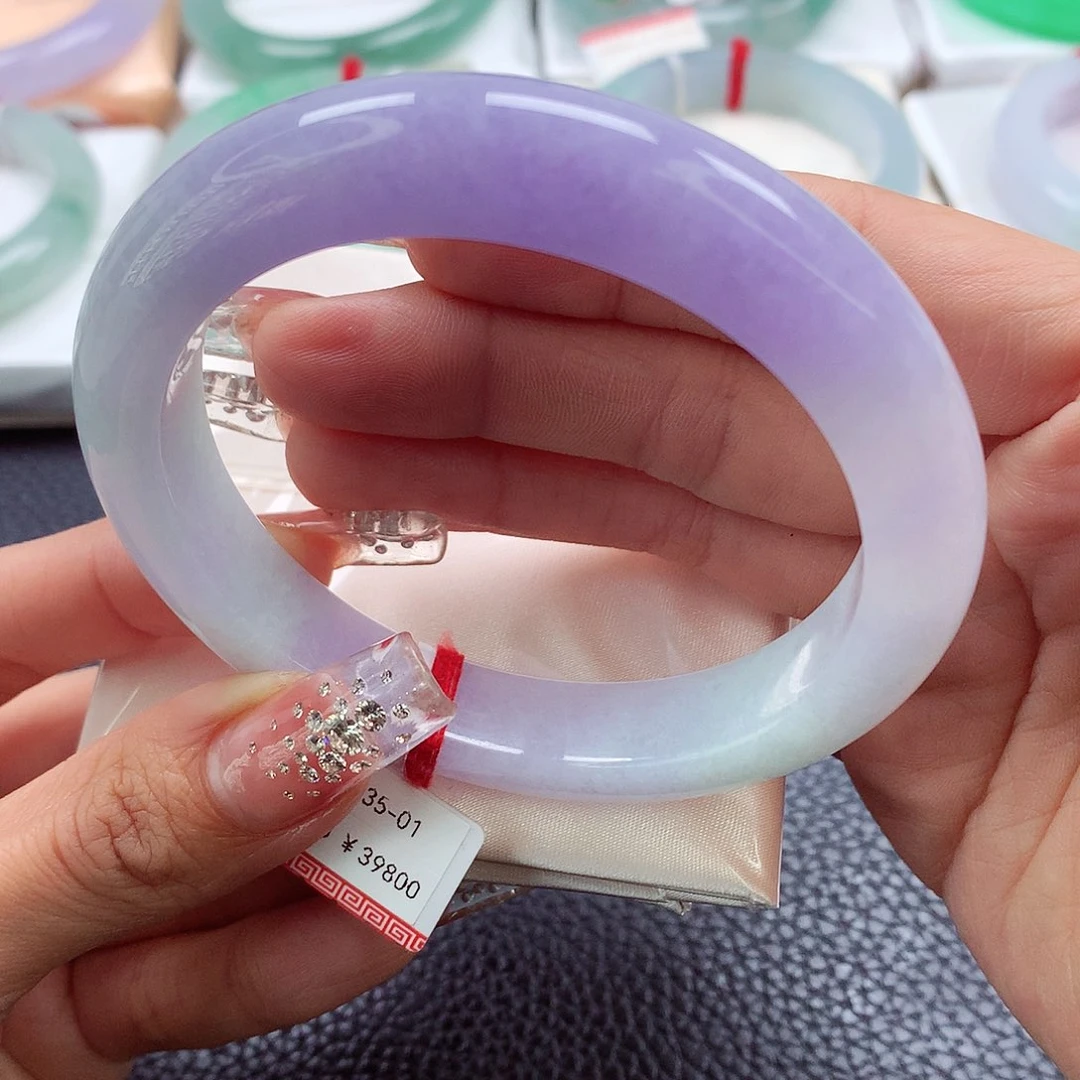 翡翠手镯未镶嵌61.62.63半山水紫罗兰