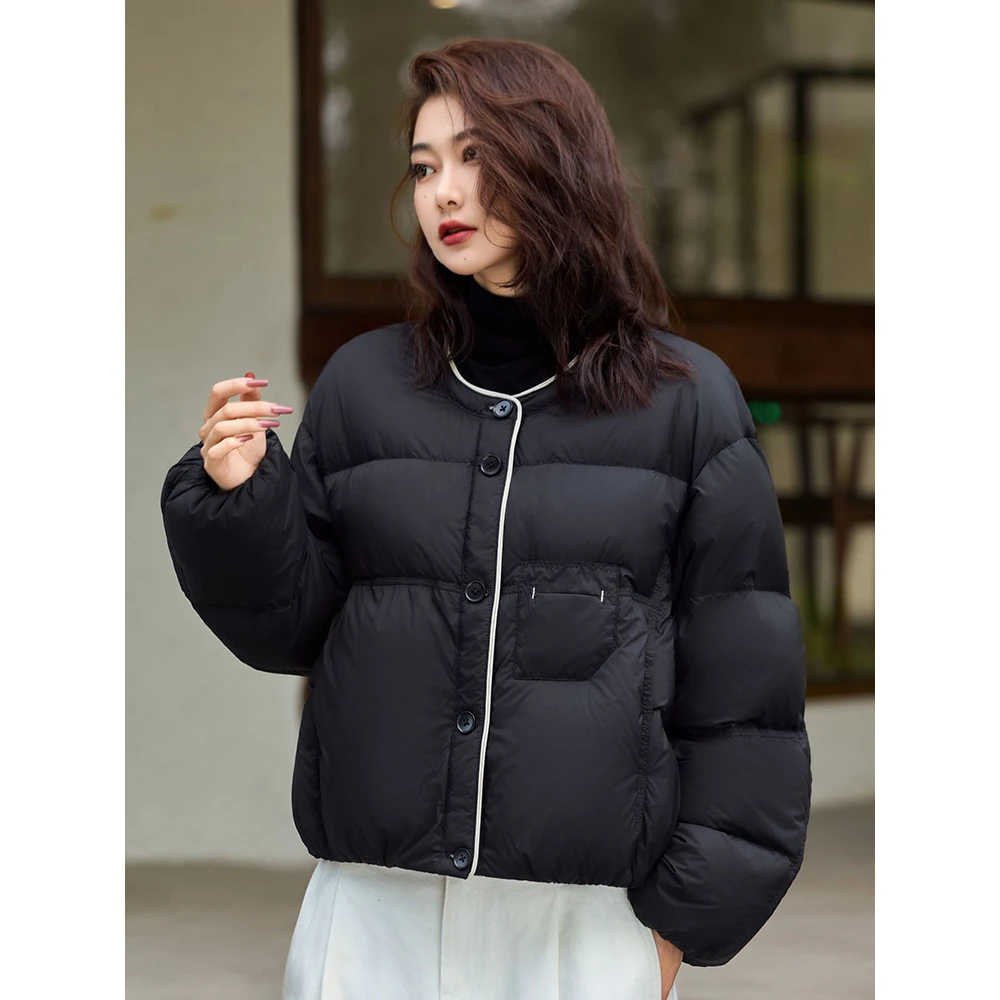 87008短款新款2025年洋气白鸭绒加厚羽绒服