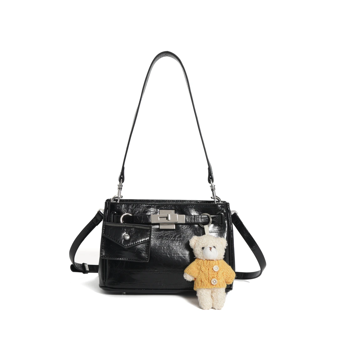 【高端定制】轻奢腋下包休闲时尚高级大容量凯莉斜跨WH-8922经典黑