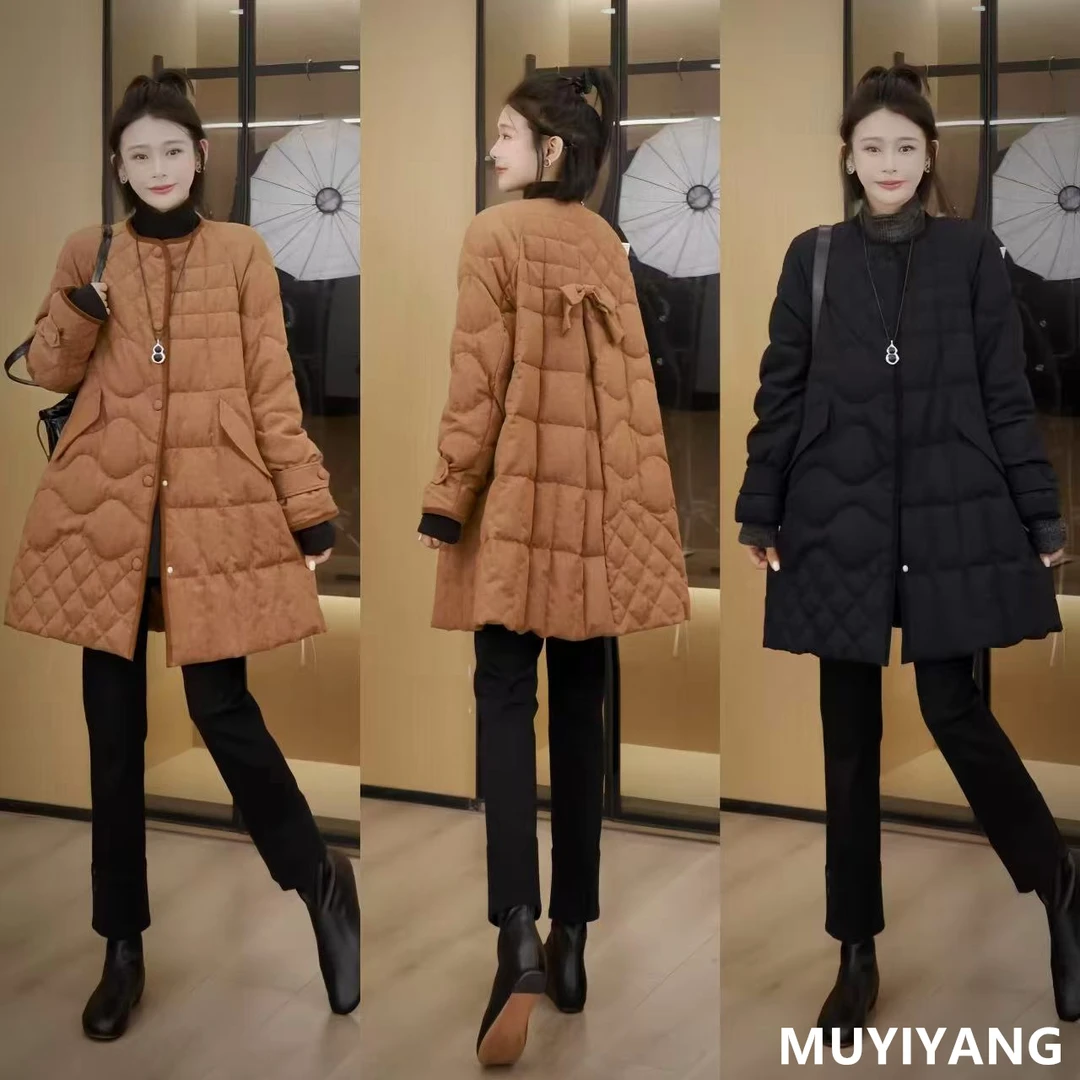 【素影】独特超好看90白鸭绒可拆卸高定羽绒服 衣长85 25-510#