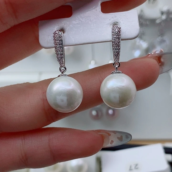 耳饰淡水珍珠银S925镶嵌12➕