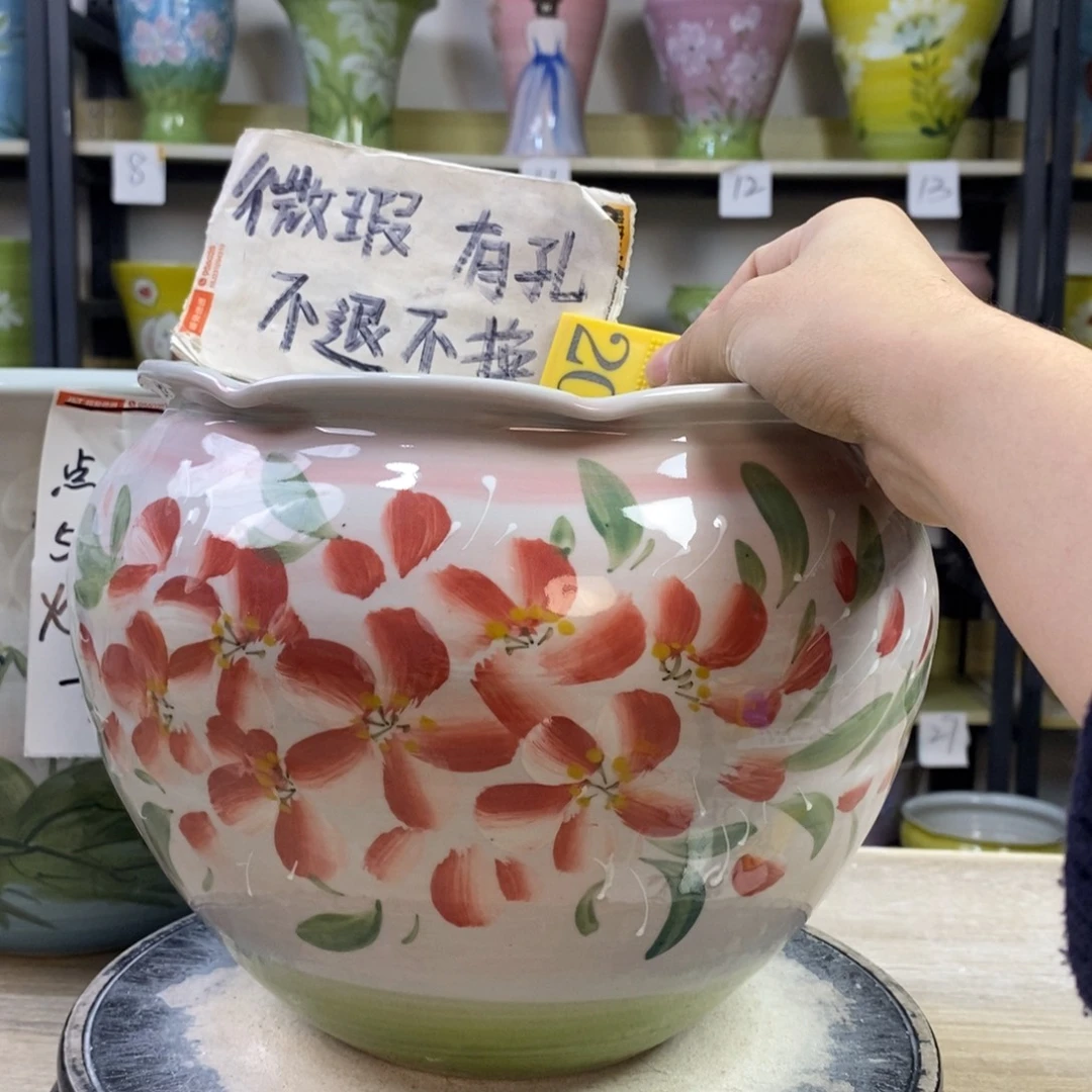 景德镇手工手绘陶瓷花盆
