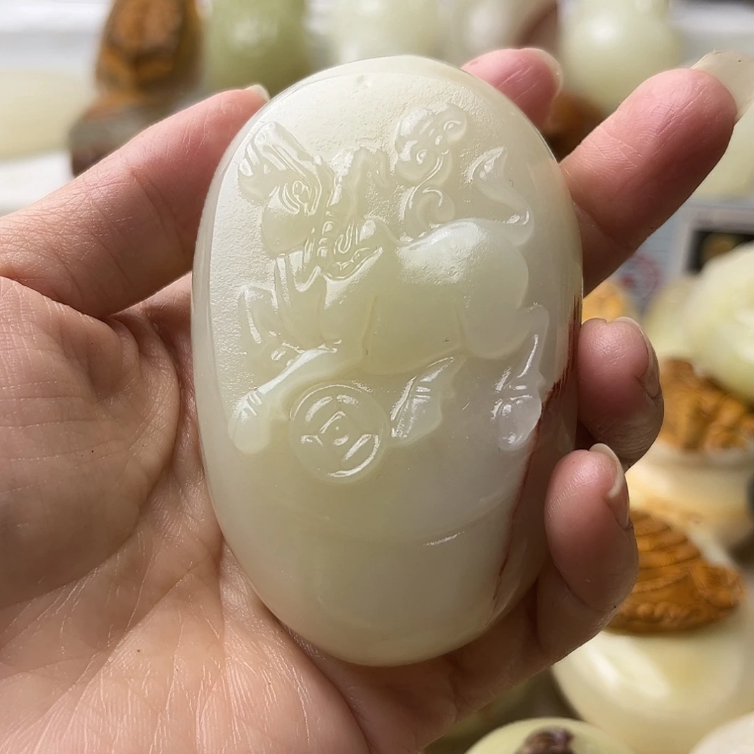 石材方解石手把摆件不退换牛微瑕