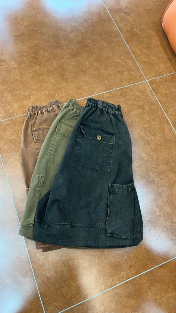 老爹裤夏季时尚薄款短裤中腰韩版做旧百搭中裤裤子