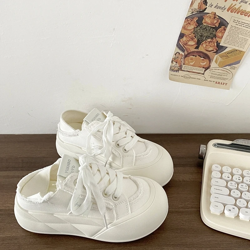 韩版浅口交叉绑带秋季注塑帆布鞋ins日系百搭小众