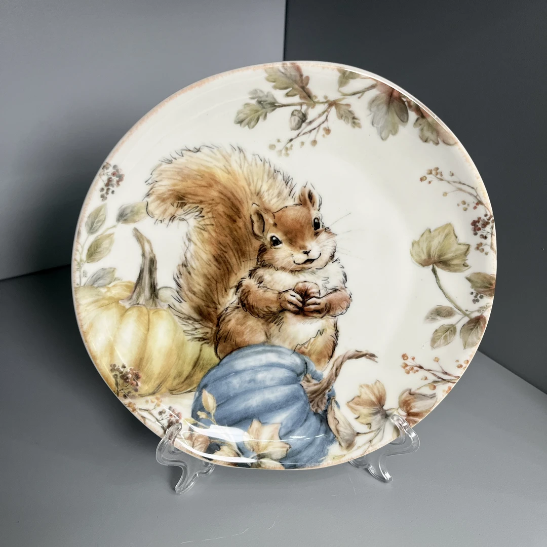 【波里雅】外贸尾单8英寸手作盘 派对动物 手压纹理