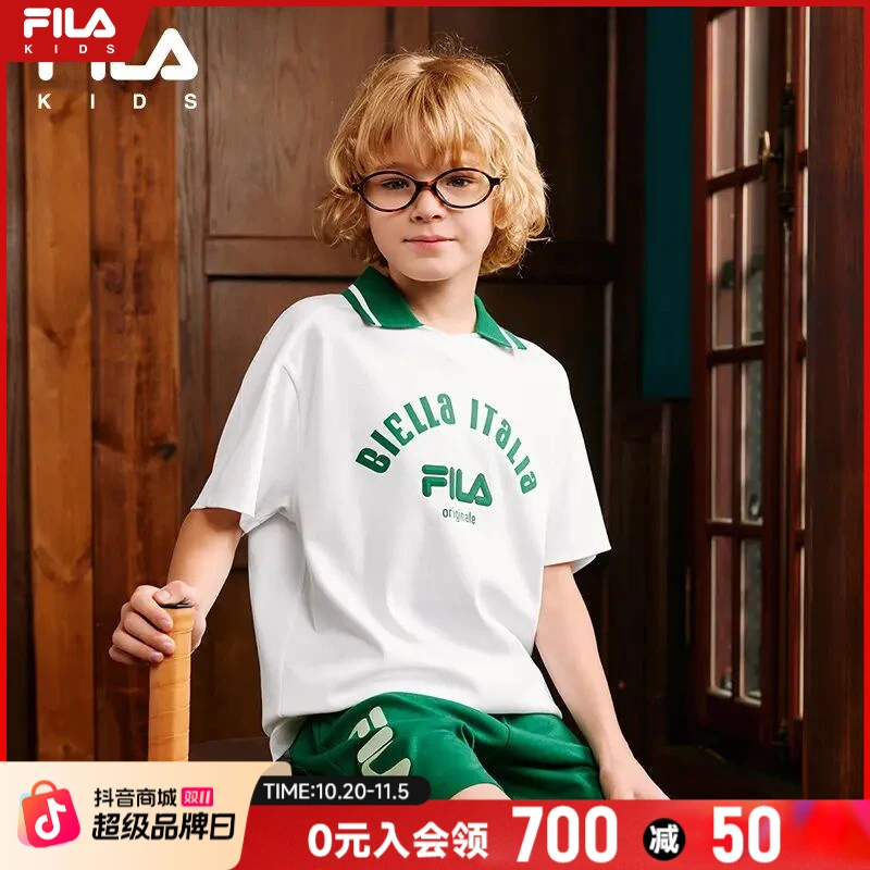 【斐乐儿童】2025夏季新款中大童美式时尚针织短袖POLO衫K52B521103