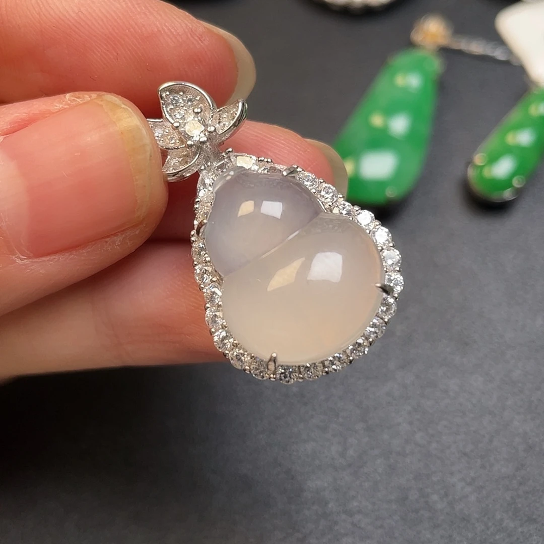 翡翠银S925镶嵌吊坠(不含链)