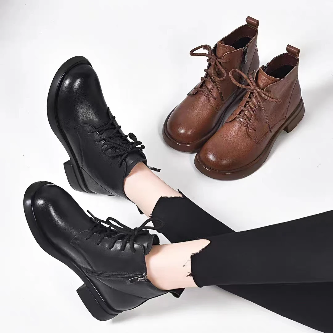 马丁靴女2024新款秋冬季爆款英伦风厚底瘦瘦短靴黑色靴子百搭单靴