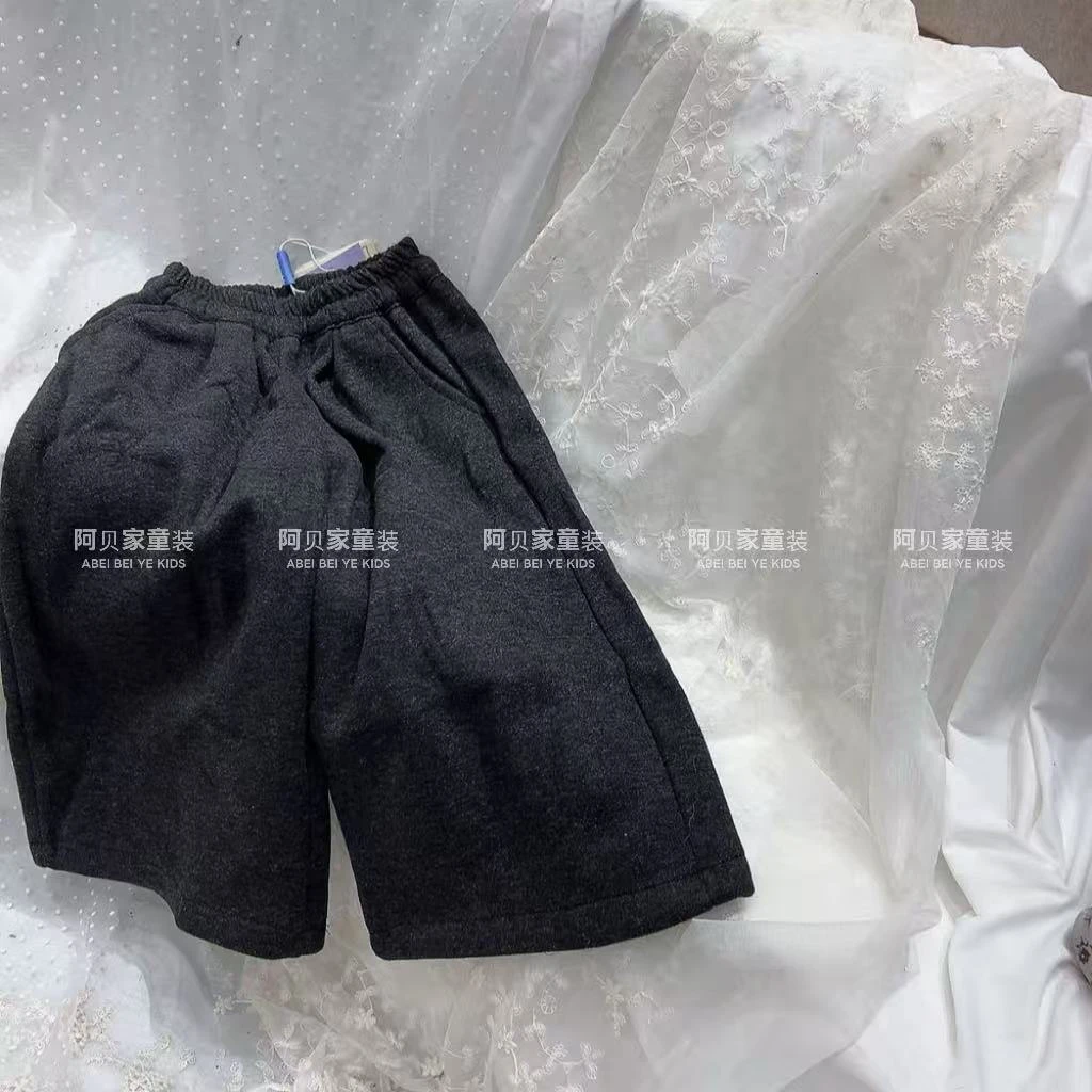 【K11】波妞深灰加绒呢料裤童装