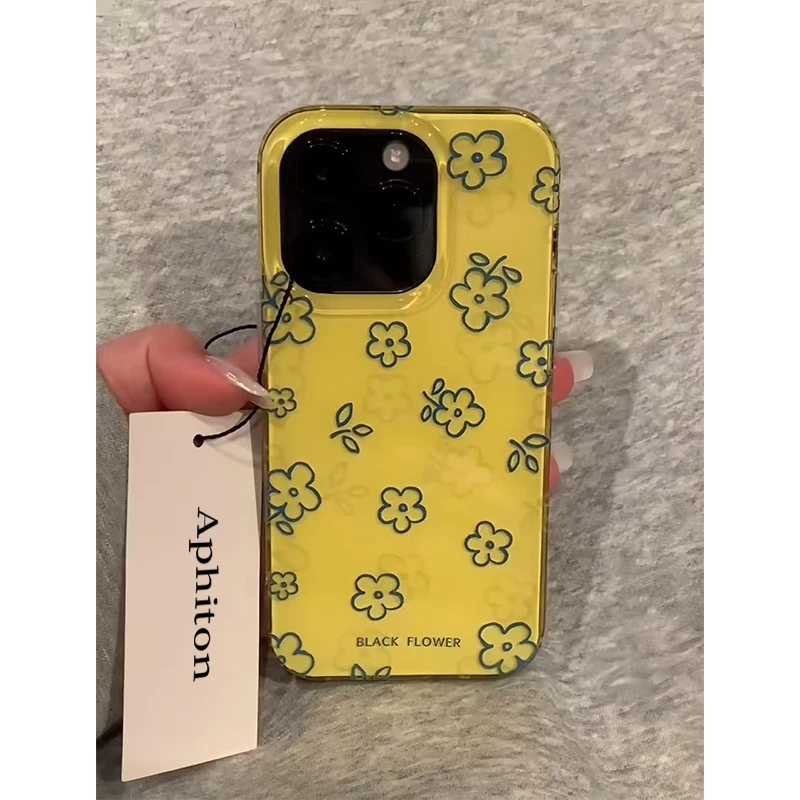 奥菲顿韩系蓝色小花适用iPhone16大孔手机壳华为vivo小米15oppo套