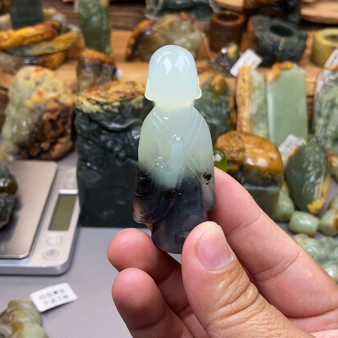 蛇纹石玉合金把件糯*
