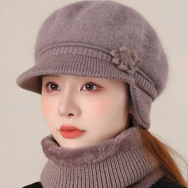 中老年人帽子女冬季妈妈婆婆棉帽老人奶奶冬天加绒保暖护耳毛线帽