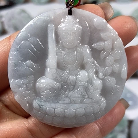 翡翠颈饰未镶嵌文殊菩萨福利