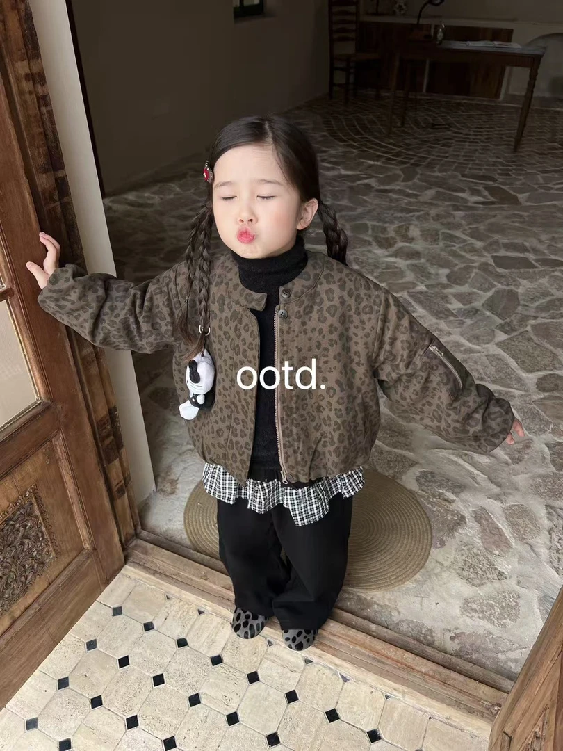 OOTD-916-儿童韩系百搭女童豹纹外套（秋冬款）