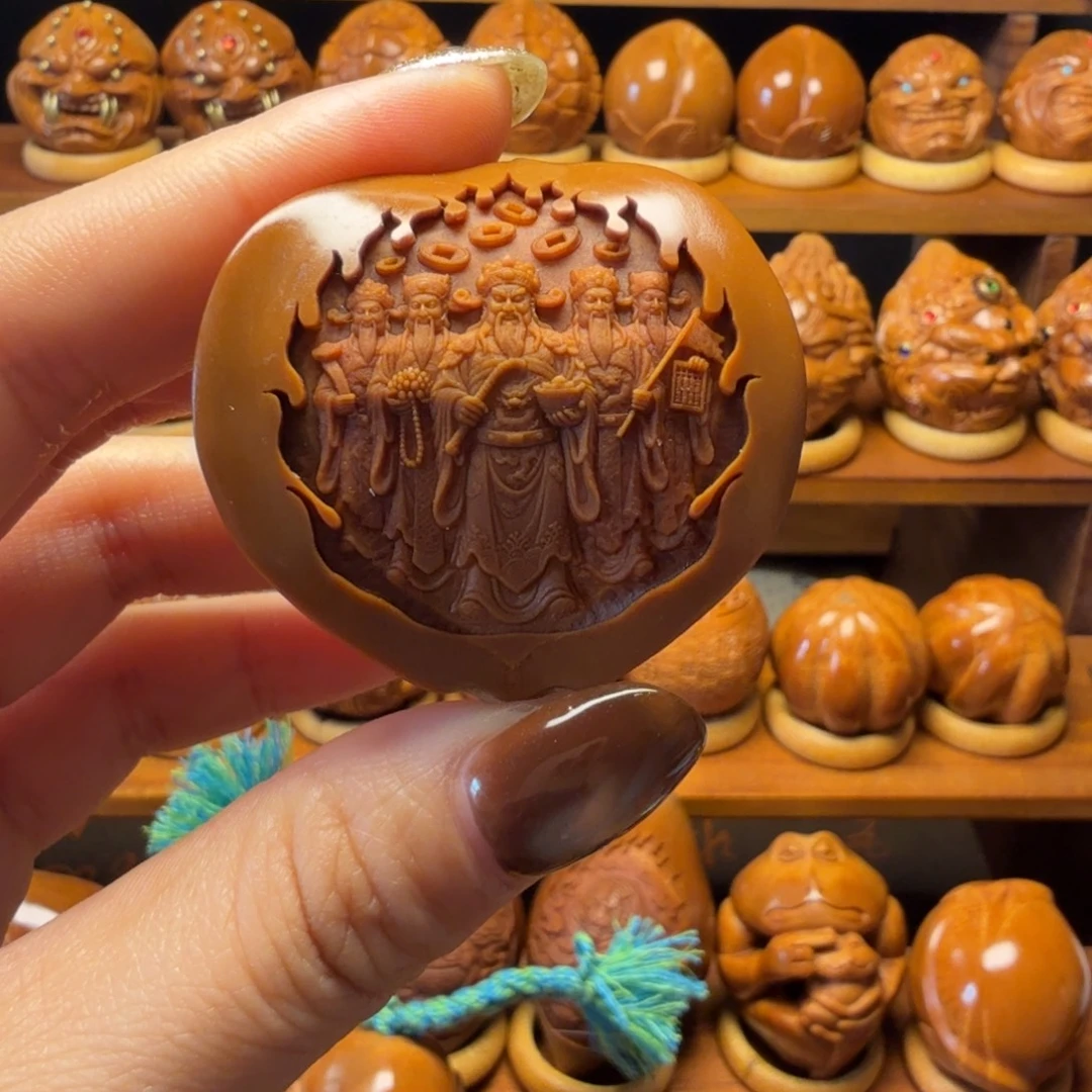 橄榄核把件大奔核五路财神