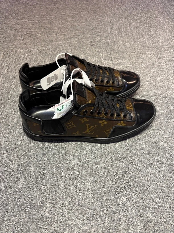 99新 LouisVuitton/路易威登 黑棕老花板鞋 42码