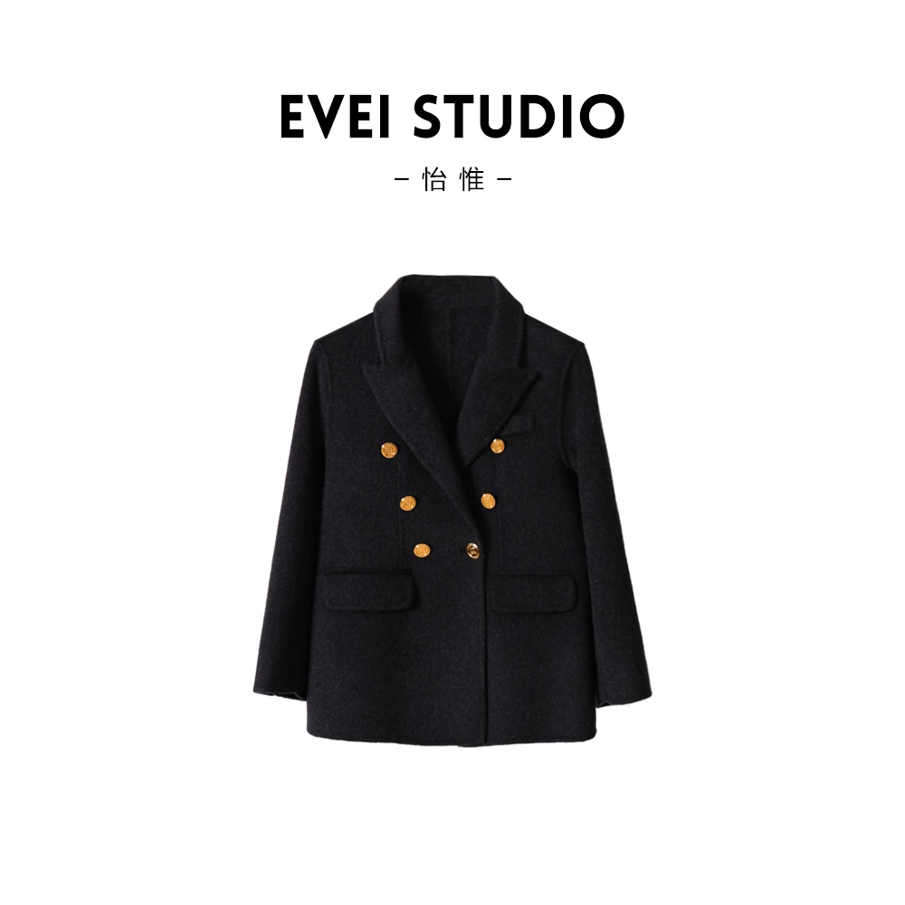 【老板娘】2025新款中长款宽松型黑色休闲西装纽扣轻职风西服大衣