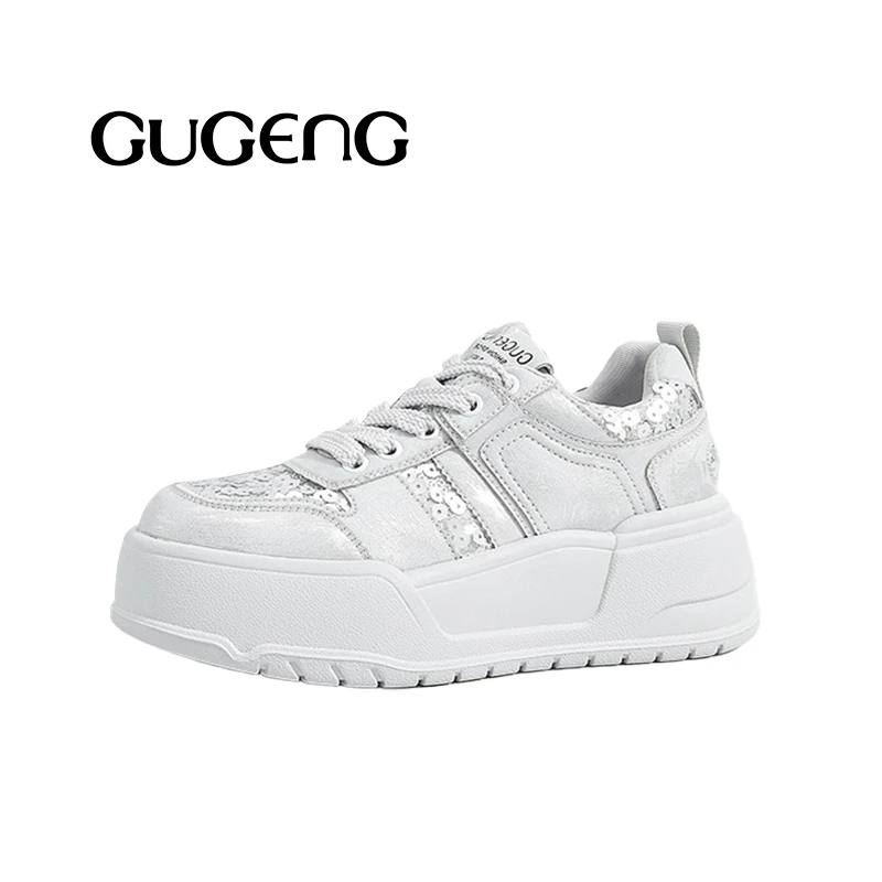 GUGENG/古耕厚底女士时尚个性休闲鞋百搭2025春款增高小个子6018