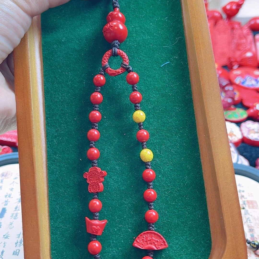 天然辰砂含辰砂工艺品葫芦手机链