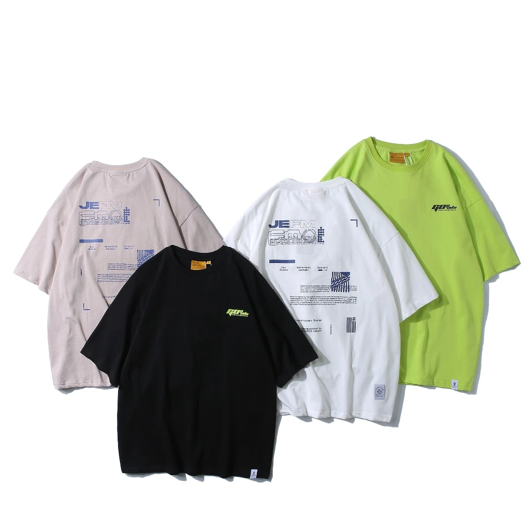 260g纯棉休闲高棉感短袖T恤男女同款春夏新款ins宽松印花百搭1011