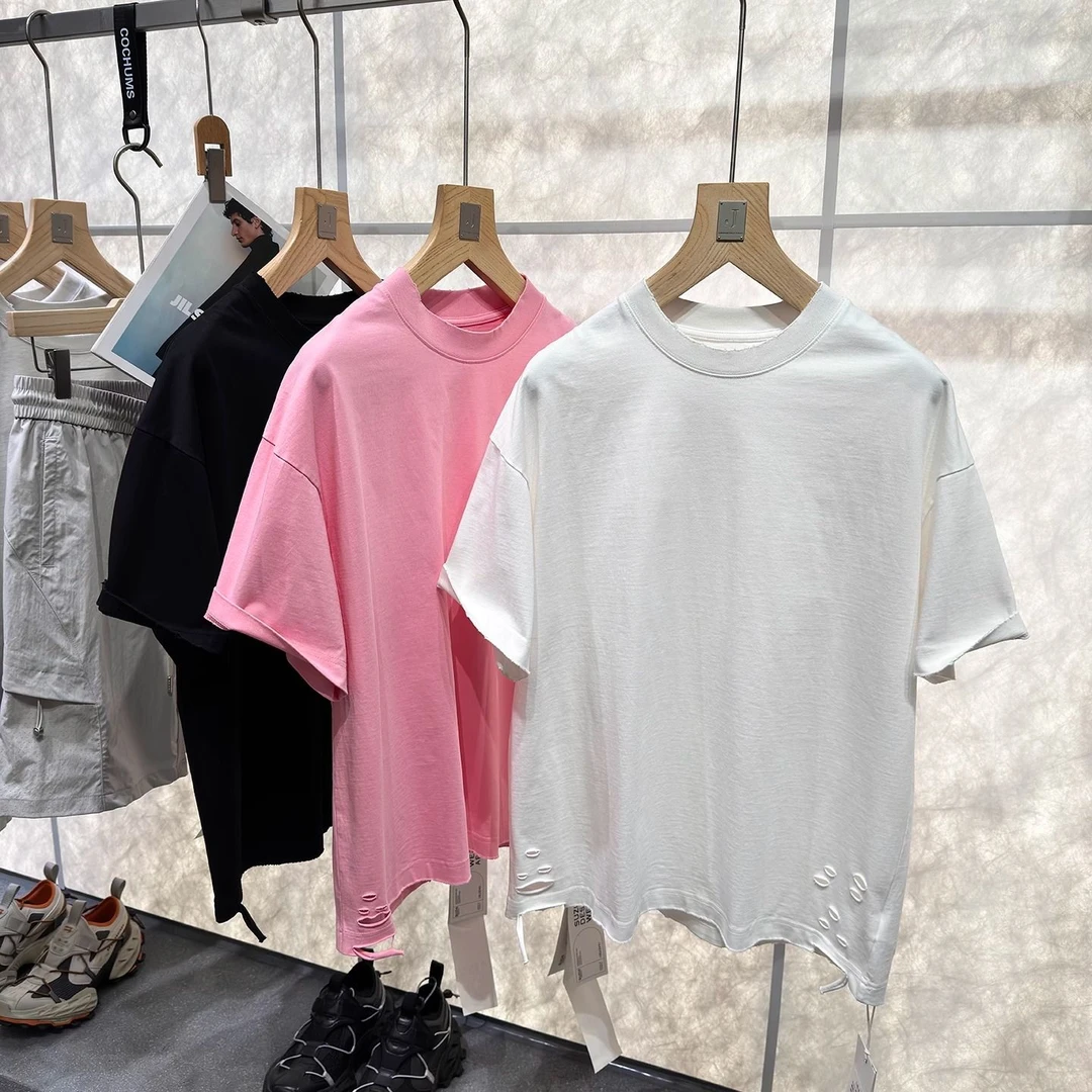 重磅360克！轻奢痞帅破洞！扎实有型！B家大爆款！男士宽松短袖T恤555