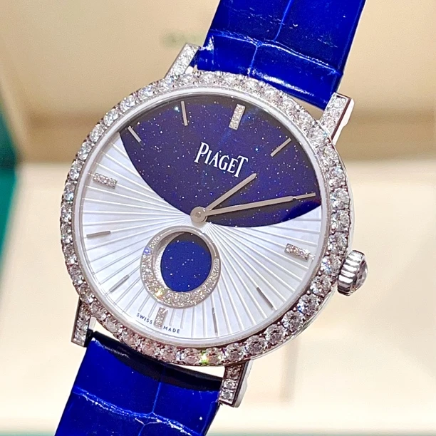 99新 Piaget/伯爵 ALTIPLANO全白金原钻大钻月相36盘自动机械全套